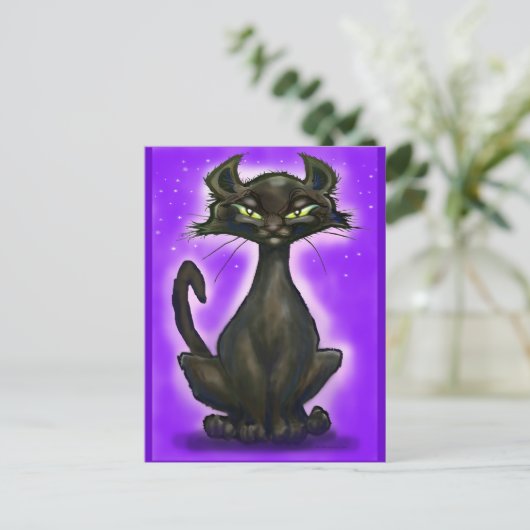 Zwarte kat briefkaart (Staand voorkant)