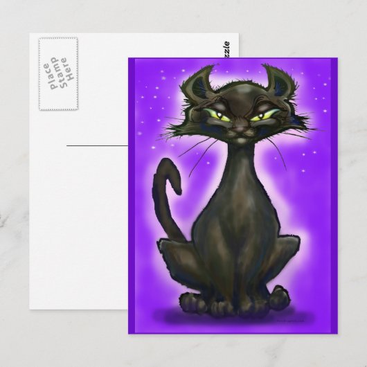 Zwarte kat briefkaart (Voorkant / Achterkant)