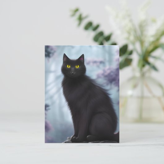 Zwarte kat briefkaart (Staand voorkant)