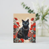 zwarte kat briefkaart (Staand voorkant)