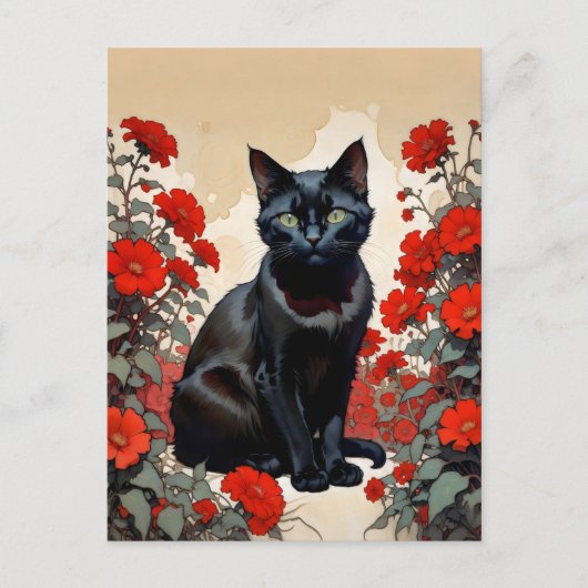 zwarte kat briefkaart (Voorkant)