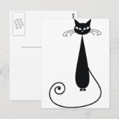 Zwarte kat briefkaart (Voorkant / Achterkant)