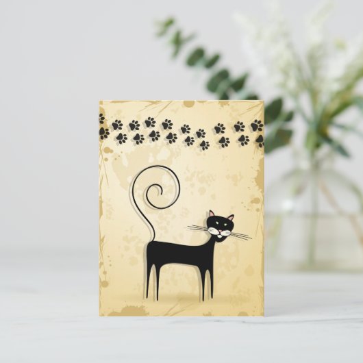 Zwarte kat briefkaart (Staand voorkant)