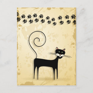 Zwarte kat briefkaart