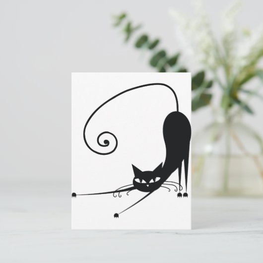 Zwarte kat briefkaart (Staand voorkant)