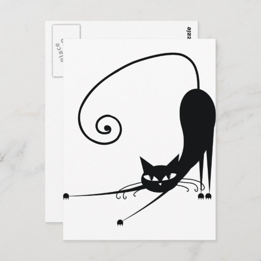 Zwarte kat briefkaart (Voorkant / Achterkant)