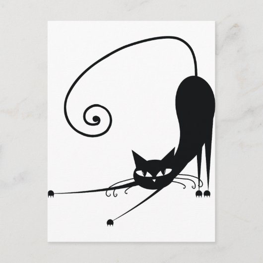 Zwarte kat briefkaart (Voorkant)