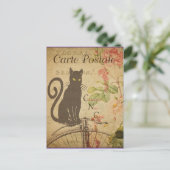 zwarte kat, briefkaart (Staand voorkant)