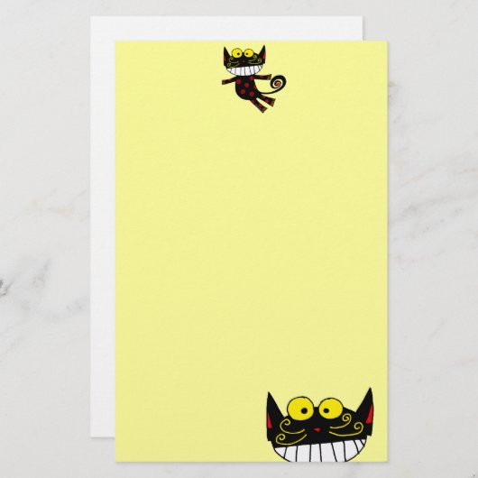 Zwarte kat briefpapier (Voorkant / Achterkant)