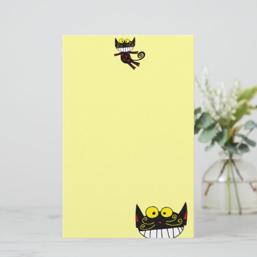 Zwarte kat briefpapier (Staand voorkant)