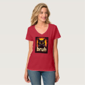 Zwarte kat Bruh Meme – Grappig kat T-shirt (Voorkant volledig)