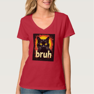 Zwarte kat Bruh Meme – Grappig kat T-shirt