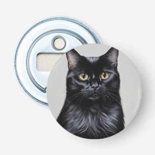 Zwarte kat button flesopener