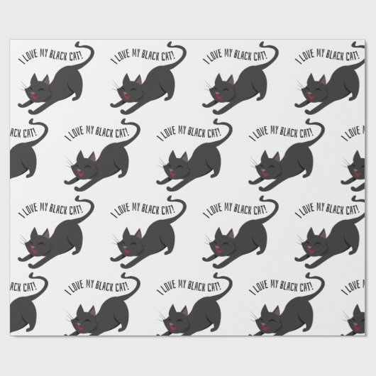 Zwarte kat cadeaupapier (Vlak)