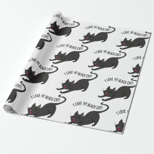 Zwarte kat cadeaupapier