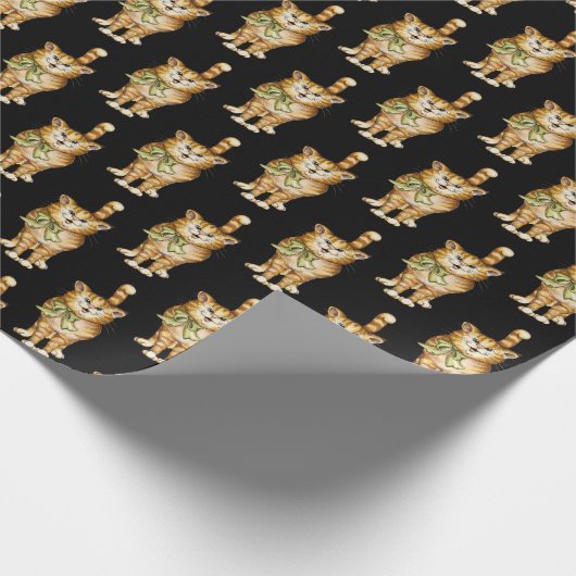 zwarte kat cadeaupapier (Hoek)