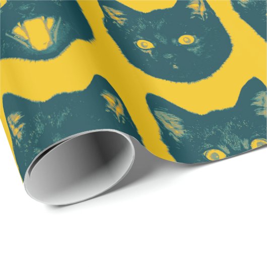 Zwarte kat cadeaupapier (Rol Hoek)