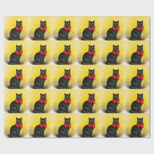 zwarte kat cadeaupapier (Vlak)