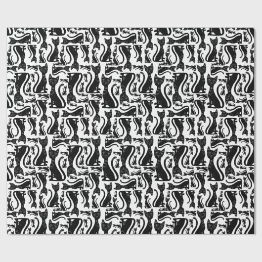 Zwarte kat cadeaupapier (Vlak)