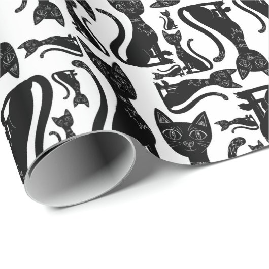 Zwarte kat cadeaupapier (Rol Hoek)