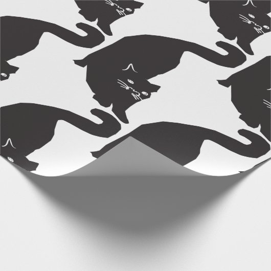 Zwarte kat cadeaupapier (Hoek)