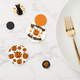 Zwarte kat, Candy maïspatroon, Halloween pompoenen Confetti