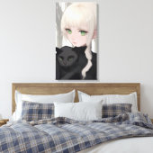 Zwarte Kat Canvas Afdruk (Insitu (Slaapkamer))