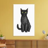 Zwarte kat canvas afdruk (Insitu (Woonkamer))