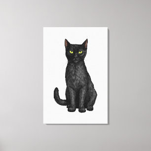 Zwarte kat canvas afdruk