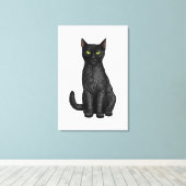 Zwarte kat canvas afdruk (Insitu (Houten vloer))
