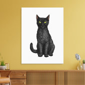 Zwarte kat canvas afdruk (Insitu (Woonkamer))