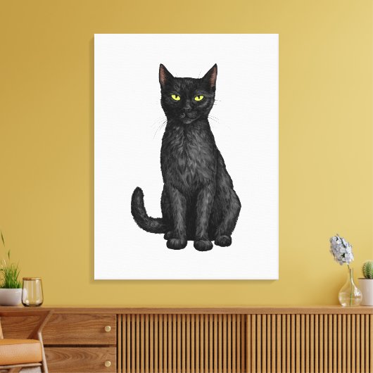Zwarte kat canvas afdruk (Insitu (Woonkamer))