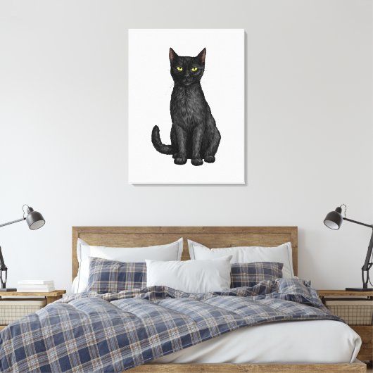 Zwarte kat canvas afdruk (Insitu (Slaapkamer))