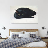 Zwarte kat canvas afdruk (Insitu (Slaapkamer))