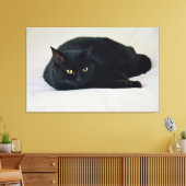 Zwarte kat canvas afdruk (Insitu (Woonkamer))