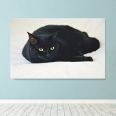 Zwarte kat canvas afdruk (Insitu (Houten vloer))