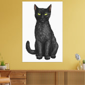 Zwarte kat canvas afdruk (Insitu (Woonkamer))