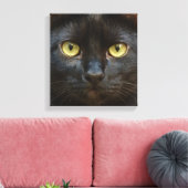 Zwarte kat canvas afdruk (Insitu (Woonkamer))