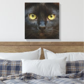 Zwarte kat canvas afdruk (Insitu (Slaapkamer))