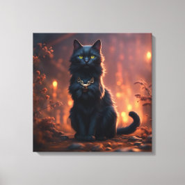 Zwarte kat canvas afdruk