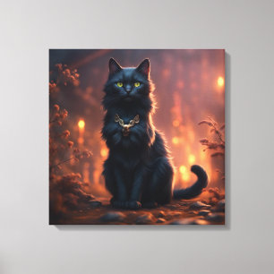 Zwarte kat canvas afdruk