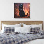 Zwarte kat canvas afdruk (Insitu (Slaapkamer))