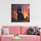 Zwarte kat canvas afdruk (Insitu (Woonkamer))