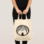Zwarte kat Canvas tas Vat Cat Grocery Bag Hallowee (Voorkant (product))