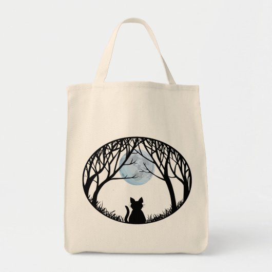 Zwarte kat Canvas tas Vat Cat Grocery Bag Hallowee (Voorkant)