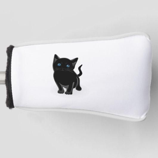 Zwarte kat cartoon golfheadcover (Voorkant)