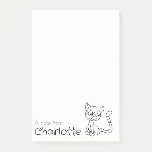 Zwarte kat cartoon naam post-it® notes (Voorkant)