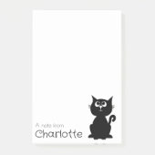 Zwarte kat cartoon naam post-it® notes (Voorkant)