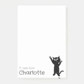 Zwarte kat cartoon naam post-it® notes (Voorkant)