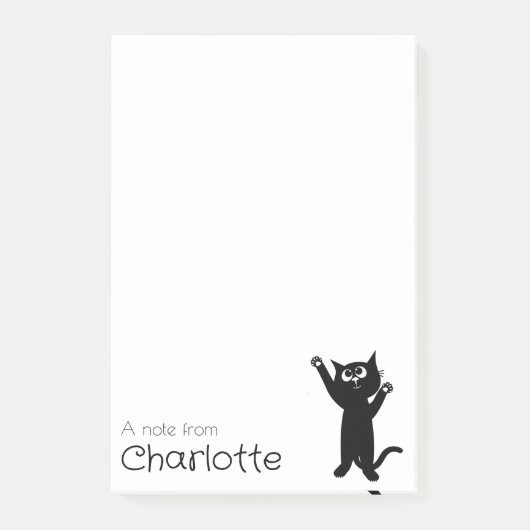 Zwarte kat cartoon naam post-it® notes (Voorkant)
